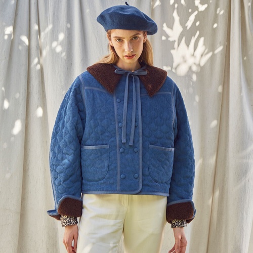 [바이탈싸인] Ribbon Collar Quilted Napping Jacket (2colors)