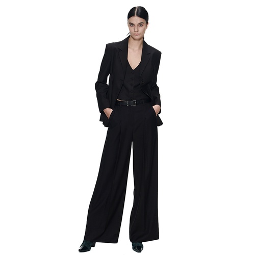 [더발론] GLOSSY ONE TUCK WIDE PANTS-BLACK