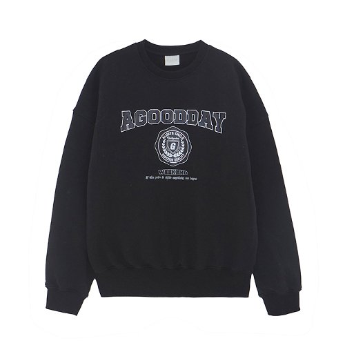 [어굿데이] [UNISEX] weekend sweat shirt (black) AGD087