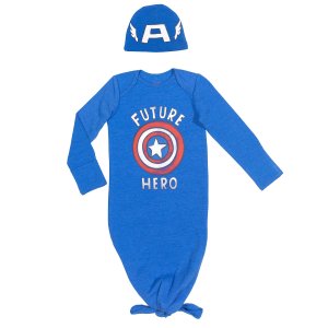 MARVEL AVENGERS SPIDER-MAN CAPTAIN AMERICA BABY COSPLAY SLEEPER GOWN AND HAT NEWBORN TO INFANT
