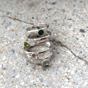 오드리 탄생석 반지 토파즈/에메랄드/문스톤/아쿠아마린/, 오코