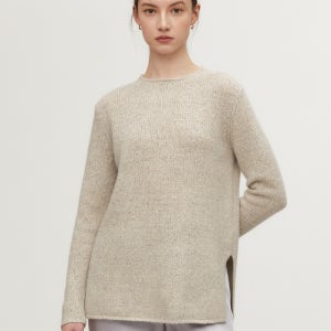 [빈스 여성] [100 캐시미어] 베이지 멜란지 캐시미어 니트 VCSW3F403I1