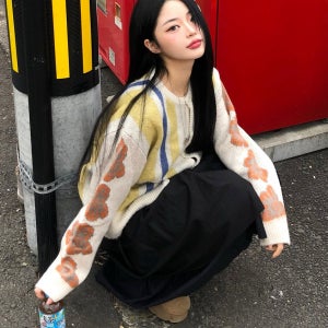 벌키 브러쉬 플라워 가디건 YELLOW