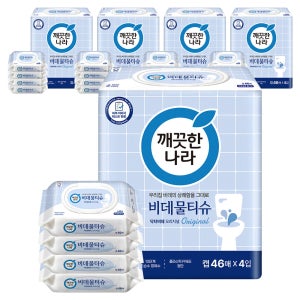 깨끗한나라 닥터비데 화장실용 물티슈 캡형 46매, 20개