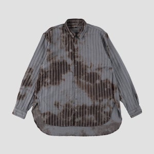 수주산 브라운 라이트 그레이 울 도비 스트라이프 셔츠 2321-4050WC-010-6014