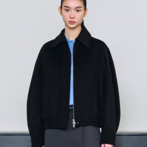 [무신사 스탠다드 우먼] 우먼즈 울 블렌드 블루종 재킷 [블랙] MWCUJ502-BK