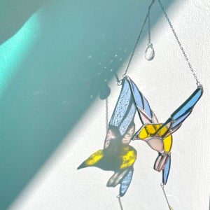 새 스테인드글라스 썬캐쳐 벌새 / 유리딱새 🕊️, 이스트블루밍 유리작업실