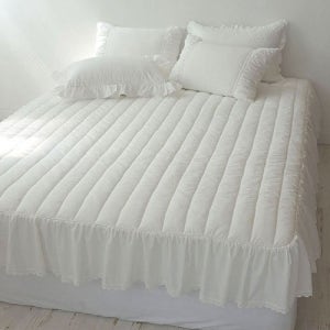 프릴리 / 프리미엄고밀도60수 레이스 롱프릴패드 화이트/핑크/그레이