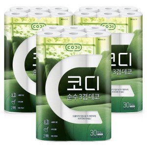 코디 코디 화장지 순수 데코 3겹 30M X 30롤 X 3개