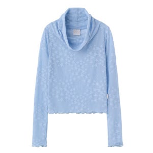 스컬프터 Star Shirring Turtleneck Baby Blue