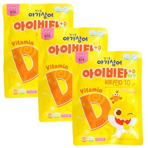 [<b>태양생활건강</b>]핑크퐁 아기상어 아이비타D+아연 40정 x 3개