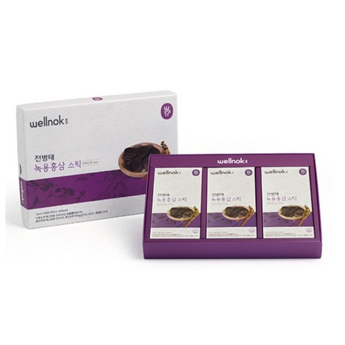 <b>웰녹</b> 전병태 녹용 홍삼 스틱 15ml x 10포 x 3개입