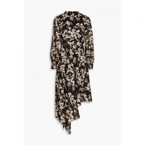 MIKAEL AGHAL Asymmetric floral-print jacquard dress