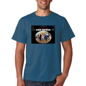 템버린 노래방용 BYRDS 티셔츠 탬버린 맨 비닐 cd 커버 셔츠 Men Azure