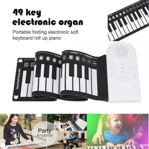 휴대용 접이식 롤 피아노 49 키 실리콘 소프트 키보드 전자 오르간 핸드 악기