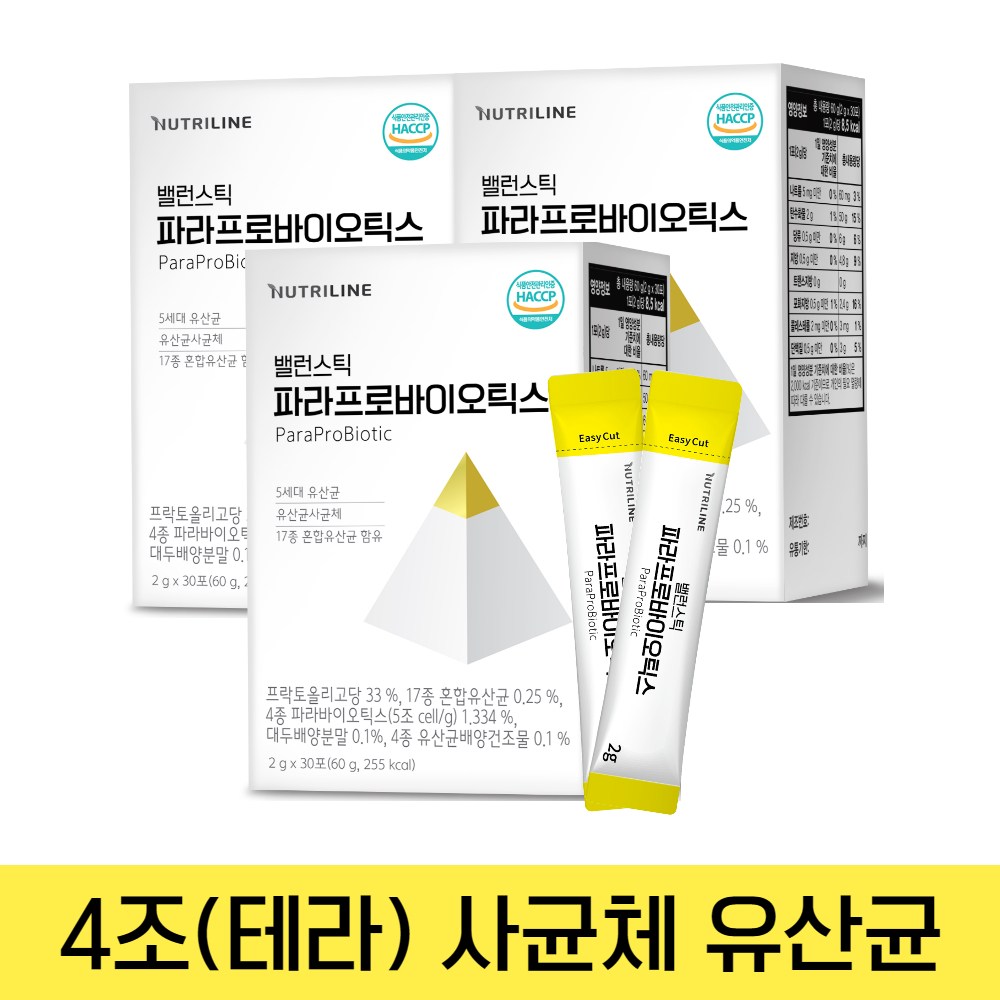 <b>뉴트리라인</b> 5세대 4조<b>유산균</b> 밸런스틱 파라바이오틱스 (1박스 1개월분)  60g  3개