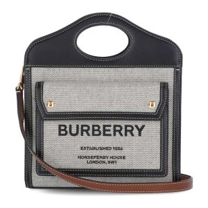 [롯데백화점] 버버리 크로스백 미니 투톤 캔버스 레더 포켓백 8039363 LE1215333564