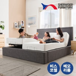 쉐우드가구 린다 모션베드 패브릭 전동침대 TWIN트윈(비스코젤 메모리폼 매트리스 S+S포함)