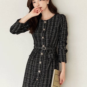 아뉴린 A 라인 트위드 벨티드 원피스[오늘의특가01/20]