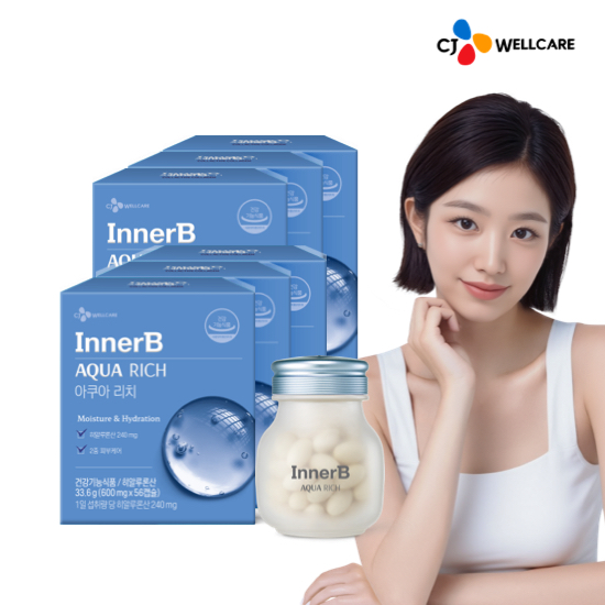 <b>CJ웰케어</b> [CJ공식] 이너비 아쿠아리치 <b>히알루론산</b> 맥스 56캡슐 6박스