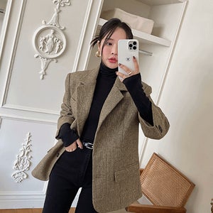 브리티시 체크 울 자켓