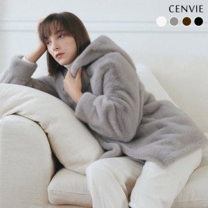 [센비] 헬렌 FAUX 후드 밍크퍼 코트 4color