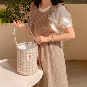 브라우니 체크 프릴 원피스(맞춤가능), 오델리온