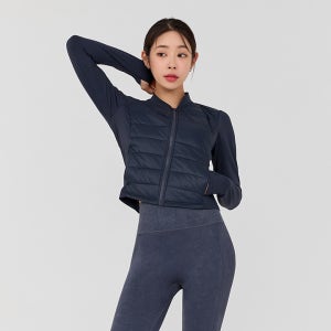 핑거홀 경량 패딩 저지 자켓 블루베리네이비