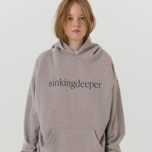 싱킹디퍼 Serif Logo Hoodie / Melange Grey