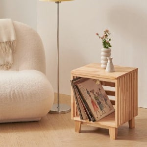 엘코 고무나무 LP수납장 선반 협탁 턴테이블 진열장 매거진랙