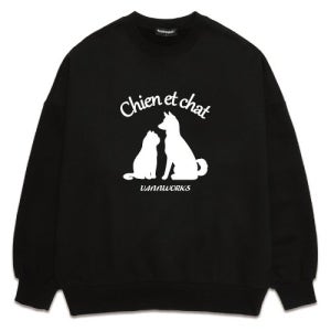 [밴웍스] CHIEN ET CHAT 오버핏 맨투맨 (VLS0038) 블랙 VLS0038