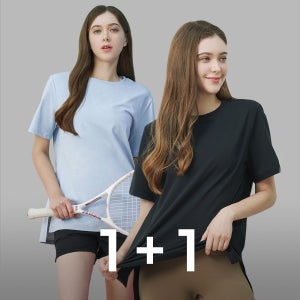 운동반팔티셔츠 소로나 연예인요가복 루즈핏 반팔티셔츠 헬스복 1+1