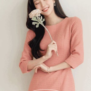 라모나 모던 보트넥 트위드 원피스