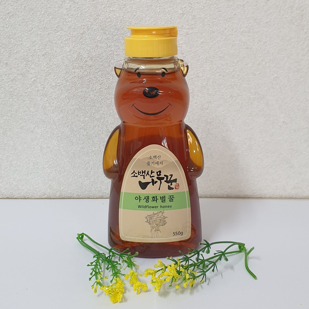 <b>소백산</b>나무꾼벌꿀 <b>소백산 자락</b>에서 생산한 천연 야생화벌꿀 500g 곰돌이벌꿀 무설탕 벌꿀