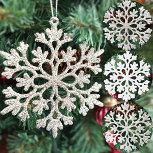 크리스마스 트리 장식 오너먼트 눈결정체 눈 꽃 눈송이 모빌 글리터 9.5cm 3색 택1