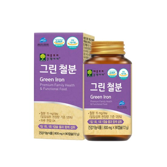 애플트리김약사네 그린 철분 800mg x 90캡슐 1통 3개월분