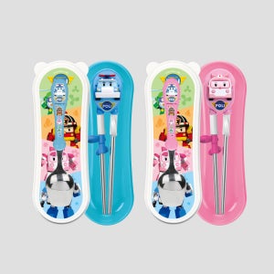 에디슨 어린이집준비물 폴리 스텐 교정 유아젓가락 수저세트