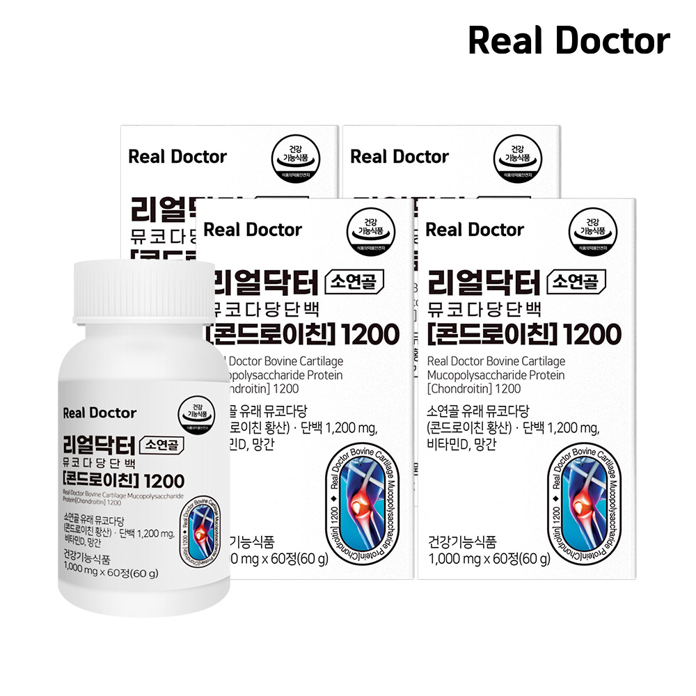 [건강기능식품] <b>리얼닥터</b>소연골 뮤코다당단백 [콘드로이친]1200 60정 4개 (4개월분)