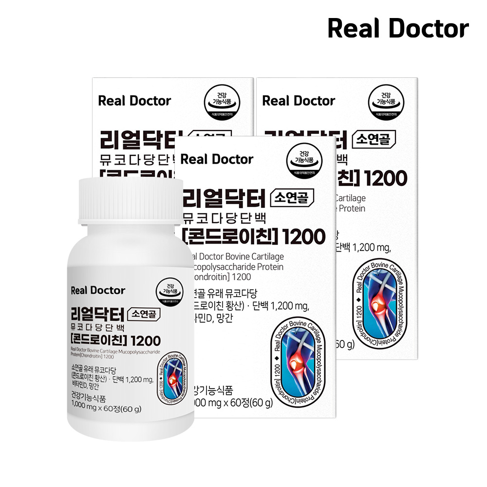 [건강기능식품] <b>리얼닥터</b>소연골 뮤코다당단백 [콘드로이친]1200 60정 3개 (3개월분)