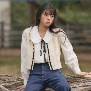 [바이탈싸인] [한지민, 신현빈 착용] Petite Ribbon Knit Vest (2colors)