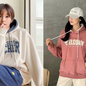 포근캔디 배색 양기모 박스 후드 2종 택1