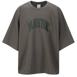 [매버릭] 23FW 남녀공용 M 로고 오프 오버핏 7부 티셔츠 차콜