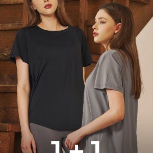 소프에센셜 롱맨투맨 에센셜 티셔츠 필라테스반팔티 1+1 액티브웨어