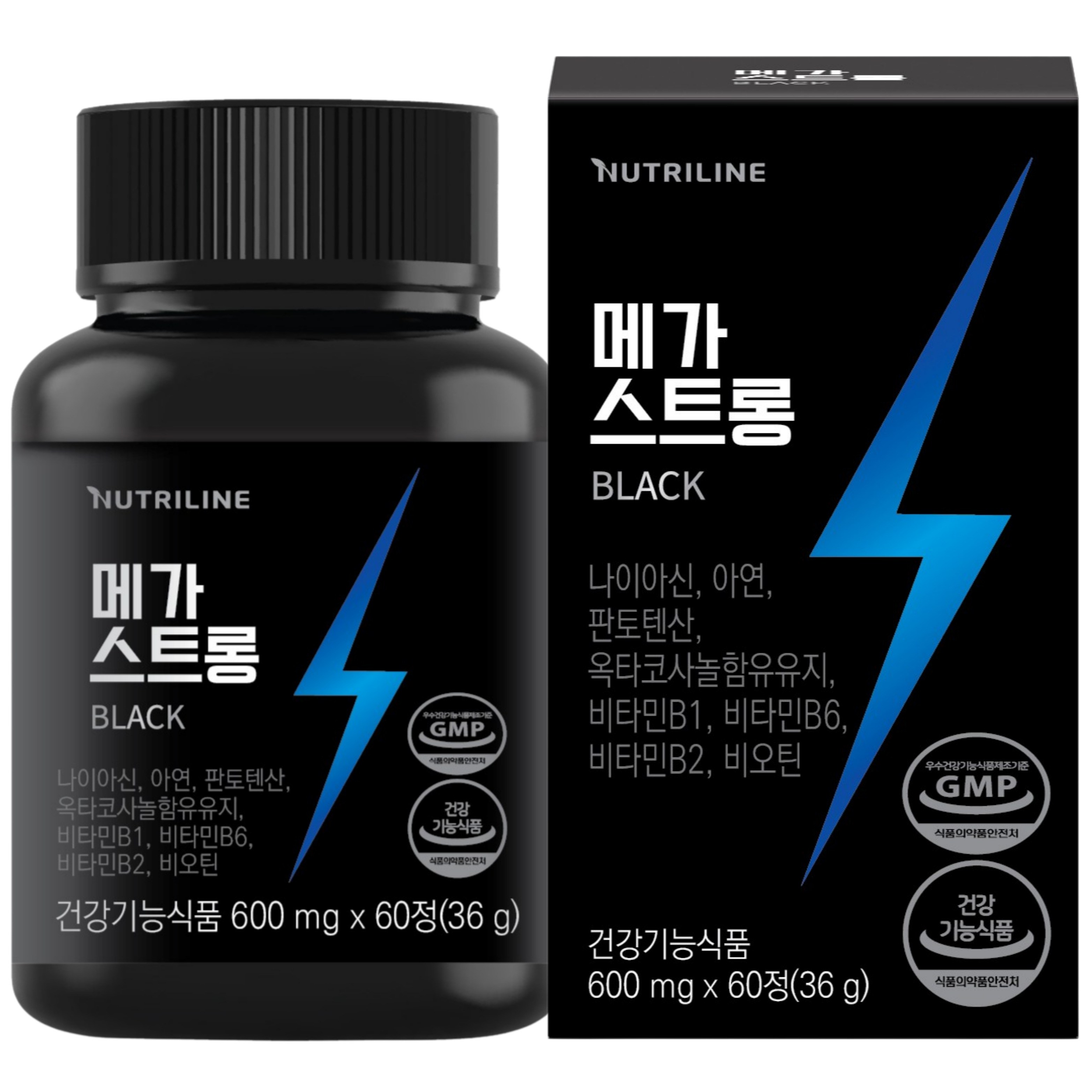 뉴트리라인 메가스트롱 남성활력 <b>만성피로</b> 옥타코사놀 블랙마카 L아르기닌  1개  60정