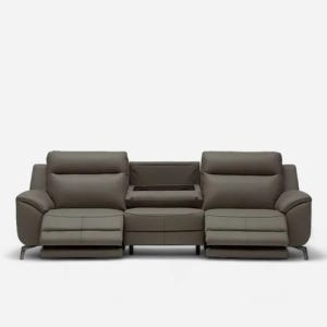 MVME 프라임 리츠 홈바형 천연가죽 리클라이너 소파 4인 그레이 에디션