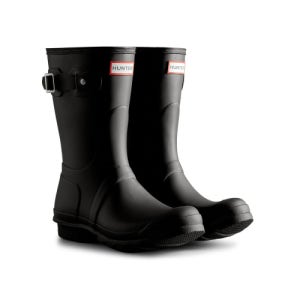 [헌터] [WOMEN] 오리지날 헌터 컬러 백프린트 숏 레인부츠 - 블랙 WFS2353RMA-BLK