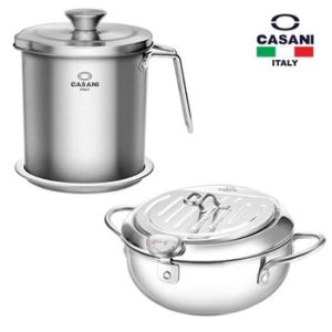 인덕션겸용 가정용 스텐 튀김냄비 2.2L+오일포트 2L 돈까스 튀김기름보관