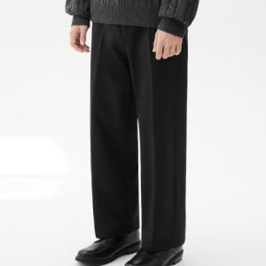 [트릴리온] (겨울원단) 에센셜 세미 와이드 슬랙스 (BLACK) TRFPT24BK