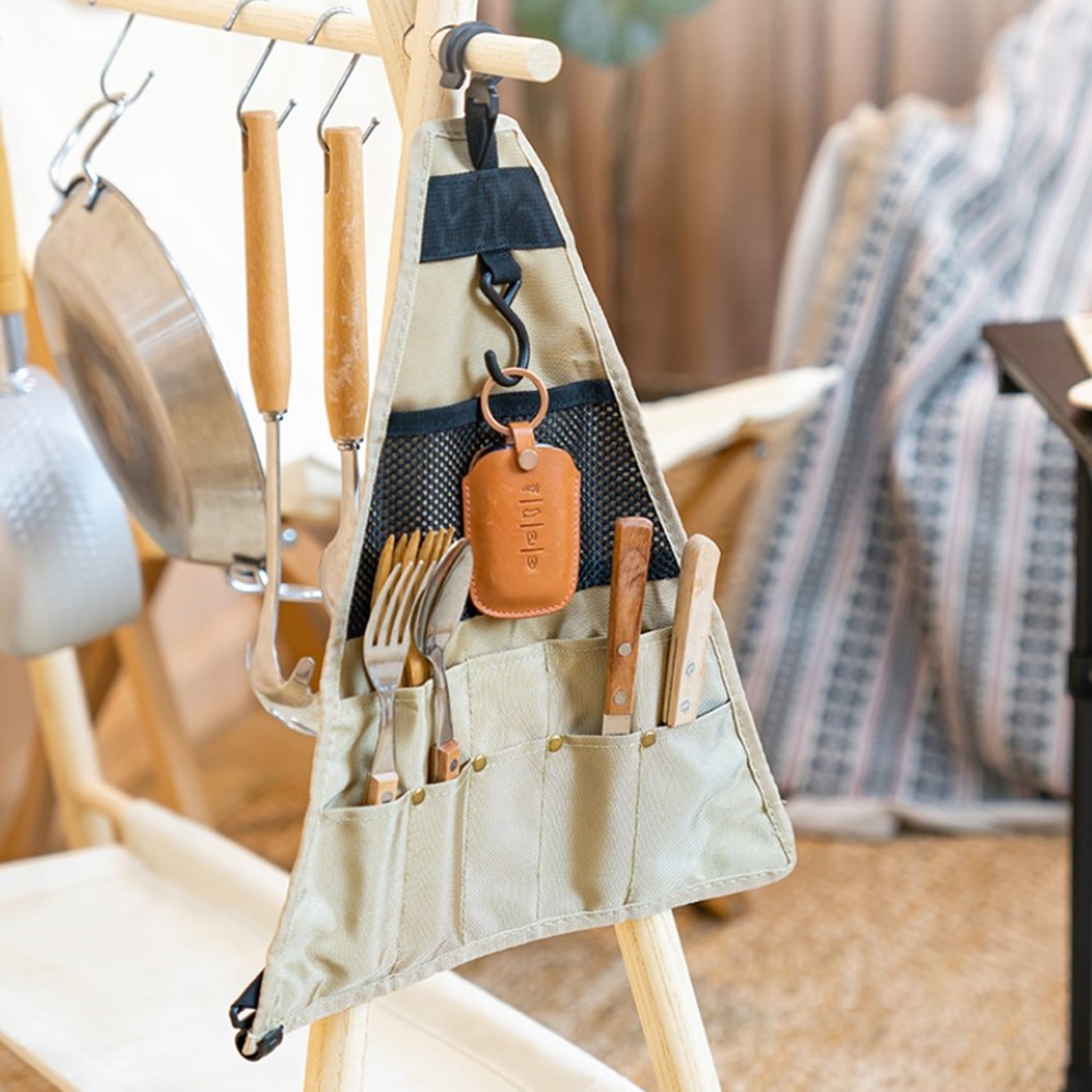 위즈리빙홈 캠핑 삼각 감성 정리포켓 수납주머니 조리도구 파우치 행어에거는 수납백 식기주머니