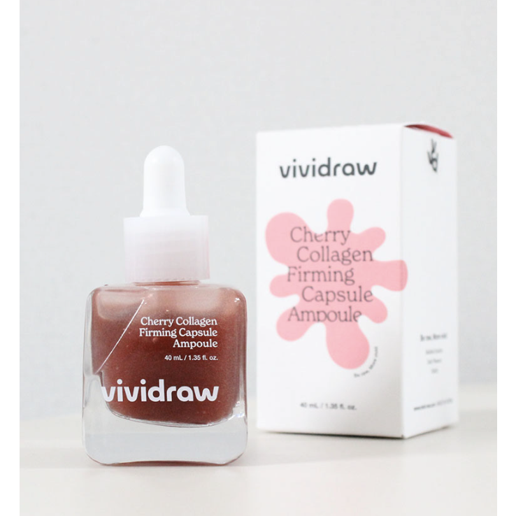 [1+1] <b>비비드</b>로우 VIVIDRAW 체리 <b>콜라겐</b> 퍼밍 캡슐 앰플  2개  40ml